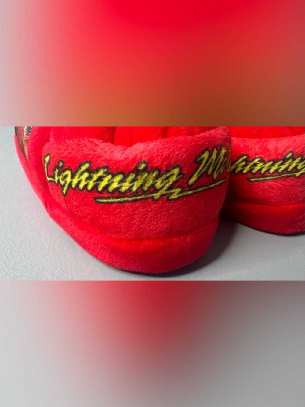 Disney Pixar Cars lightning mcqueen Red Plush Kids Slippers grip sole cozy warm - Picture 2 of 5
